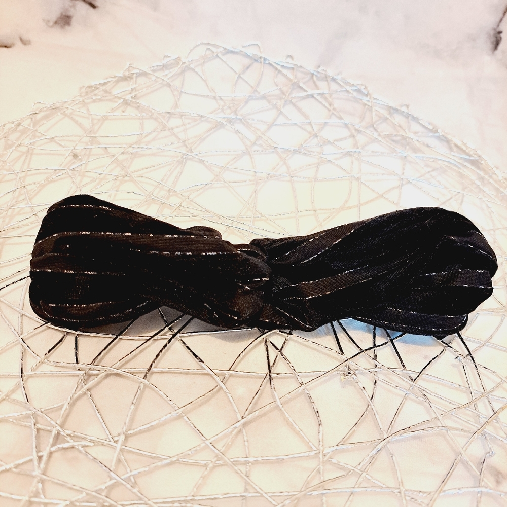 FREE with bundle! Black Velour Striped Headband